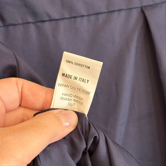 CO TE Asymmetric Button Up Shirt Womens 42 US M/L Blue Ruffle Office Work Italy - Picture 9 of 10